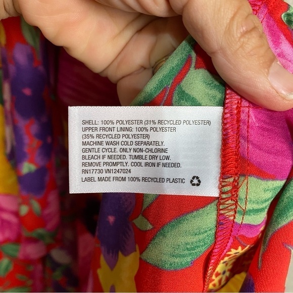 Rixo target red coral Hawaiian floral ruffle midi dress xs 2 - Picture 8 of 10